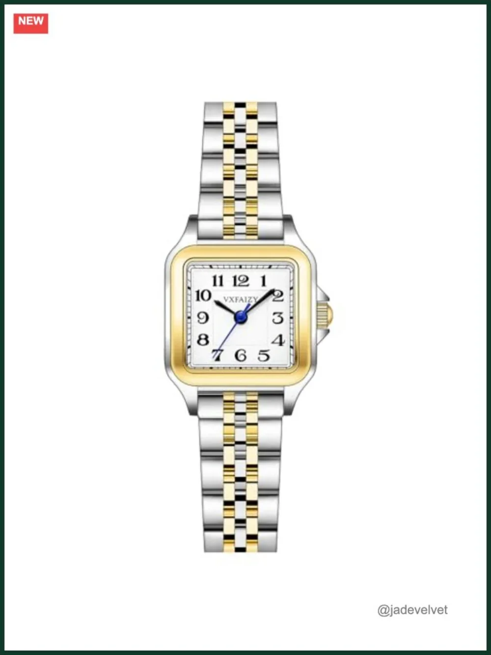Dainty Square Analog Watch Stainless Steel or Leather Band Water Resistant